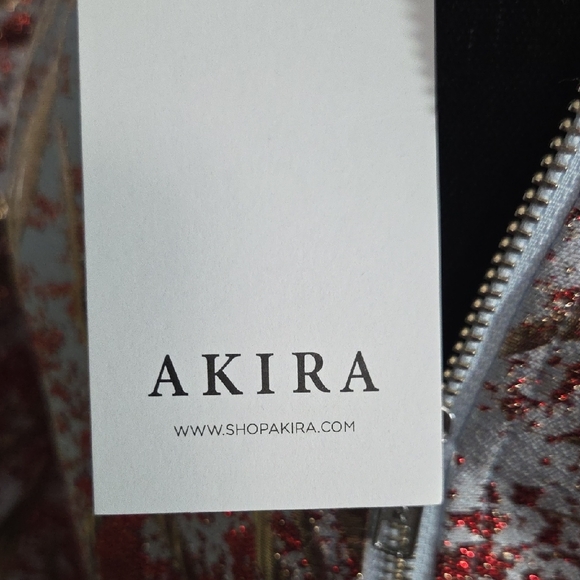 AKIRA Vibrant Red and Gold Patterned Top - Picture 2 of 7